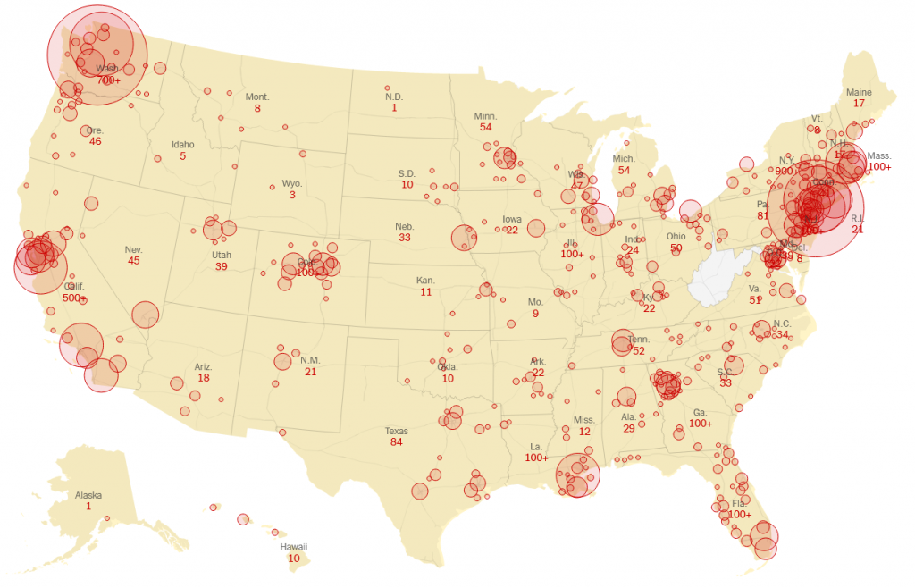 NY Times COVID-19 map.